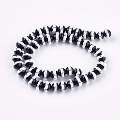 Negro Hechos a mano de cristal de murano con baches hebras, flor, negro, 10x7~8 mm, agujero: 1 mm, sobre 50 unidades / cadena, 15.1 pulgada