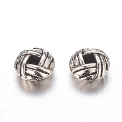 Antique Silver Zinc Alloy Spacer Beads, Flat Round, Cadmium Free & Lead Free, Antique Silver, 6x3.2mm, Hole: 2mm