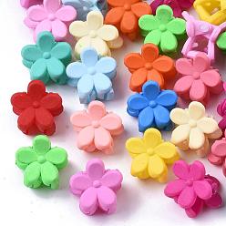 Mixed Color Kids Hair Accessories, Spray Painted Acrylic Claw Hair Clips, Flower, Mixed Color, 15x13mm