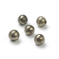 Pyrite Natural Pyrite Beads, Half Drilled, Round, 4mm, Hole: 1mm
