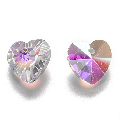 Clair Valentines romantiques idées charmes de verre, pendentifs coeur facetté, clair, 10x10x5mm, Trou: 1mm