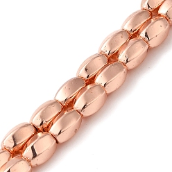 Plaqué D'or Rose Brins de perles d'hématite magnétiques synthétiques galvanisées, torsion ovale  , rose plaqué or, 9x6.5~7mm, Trou: 1.2mm, Environ 43 pcs/chapelet, 16.14'' (41 cm)