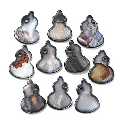 Gray Dyed Natural Freshwater Shell Pendants, Gourd Charms, Gray, 20.5~21x15~16x2~3mm, Hole: 1.5mm