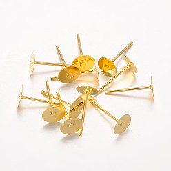 Oro Fornituras de aretes de hierro, dorado, 12x6 mm, pin: 0.7 mm