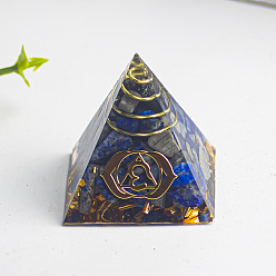 Lapislázuli Chakra tema orgonite pirámide resina generadores de energía, chips de lapislázuli natural reiki en el interior para la decoración del escritorio de la oficina en casa, 30 mm