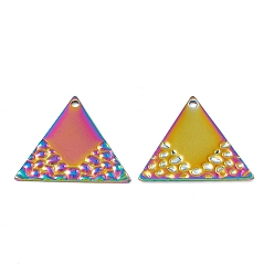Rainbow Color Ion Plating(IP) 304 Stainless Steel Pendants, Triangle Charm, Rainbow Color, 23x26.5x1mm, Hole: 1.5mm
