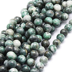 Pierre Précieuse Naturelle Brins de perles rondes en dioptase naturelle, 10~10.5mm, Trou: 0.8mm, Environ 39 pcs/chapelet, 15.75 pouce (40 cm)