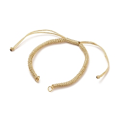 Wheat Adjustable Braided Polyester Cord Bracelet Making, with 304 Stainless Steel Open Jump Rings, Wheat, Single Chain Length: about 6-3/8 inch(16.2cm)