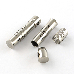 Silver Smooth Surface 201 Stainless Steel Pendants, with Word Only Love, Silver, 28x7mm, Hole: 3mm