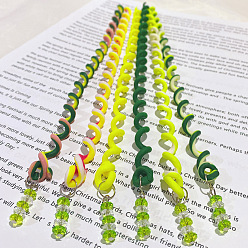 Green Synthetic Rubber Hair Styling Twister Clips, Braided Rubber Hair Band Spiral Spin Hair Tool for Girl Women, Green, 240mm, 6pcs/set
