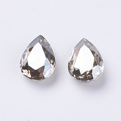Satín Imitación cristal austriaco de diamantes de imitación, Grado A, puntiagudo espalda y dorso plateado, lágrima, satén, 18x13x6.5 mm