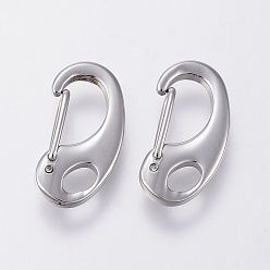 Stainless Steel Color 304 Stainless Steel Push Gate Snap Keychain Clasp Findings, Stainless Steel Color, 16x8x3mm