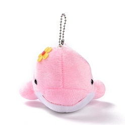 Pink Pp хлопок мини-животное плюшевые игрушки кулон дельфин украшения, с шариковой цепью, розовые, 131 мм