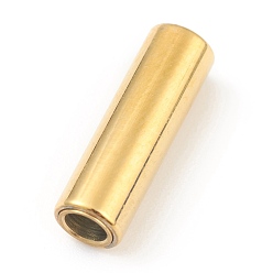 Real 18K Gold Plated Ion Plating(IP) 304 Stainless Steel Magnetic Clasps, Column, Real 18k Gold Plated, 16.0x5mm, Hole: 3mm
