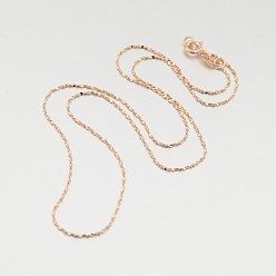 Rose Gold 925 Sterling Silver Chain Necklaces, with Spring Ring Clasps, Thin Chain, Rose Gold, 18 inch, 0.8mm