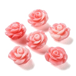 BrumosaRosa Cuentas teñidas de concha sintética, flor, rosa brumosa, 6~7x7x4~5 mm, agujero: 1 mm