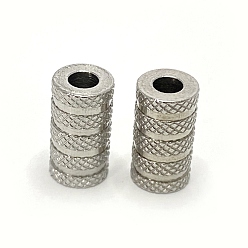 Color de Acero Inoxidable 304 perlas de tubo de acero inoxidable, estriado, columna, color acero inoxidable, 11x6 mm, agujero: 3 mm
