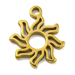 Golden Laser Cut 304 Stainless Steel Charms, Sun Charms, Golden, 11x10x1mm, Hole: 1.2mm