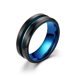 Blue Stainless Steel Rotating Finger Ring, Fidget Spinner Ring for Calming Worry Meditation, Blue, US Size 9(18.9mm)
