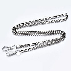 Platino Correas de cadenas de bolsa, Cadenas de eslabones de hierro, con broches de aleación giratorias, para accesorios de reemplazo de bolsas, Platino, 1200x8 mm