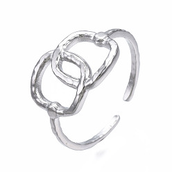 Couleur Acier Inoxydable 304 anneau de manchette ouvert ovale entrelacé en acier inoxydable, anneau épais creux pour les femmes, couleur inox, taille us 6 3/4 (17.1 mm)