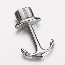 Stainless Steel Color 304 Stainless Steel Anchor Hook Clasps, For Leather Cord Bracelets Making, Stainless Steel Color, 31.5x20x7.5mm, Hole: 5mm