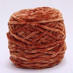Chocolat Fil de laine chenille, fils à tricoter à la main en coton velours, pour bébé chandail écharpe tissu couture artisanat, chocolat, 3mm, 90~100g/écheveau