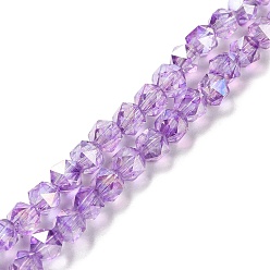 Medium Orchid Transparent Electroplate Glass Beads Strands, Faceted, Polygon, AB Color Plated, Medium Orchid, 5.5mm, Hole: 1.2mm, about 70pcs/strand, 14.84 inch(37.7cm)