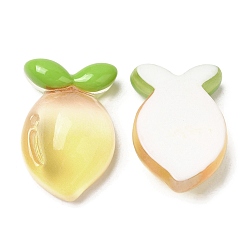 Lemon Translucent Resin Fruit Cabochons, for Jewelry Making, Lemon, 23x15x9mm