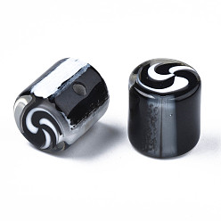 Noir Perles acryliques, style de pierres fines imitation, colonne, noir, 16x16.5mm, Trou: 2mm