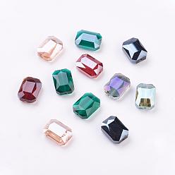 Mixed Color Electroplated Glass Beads, Faceted, Rectangle, Mixed Color, 18x13x6mm, Hole: 1mm