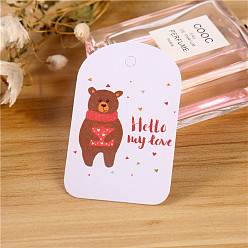 Bear Paper Gift Tags, Hange Tags, For Wedding, Valentine's Day, Bear Pattern, 6.5x4.3cm, 100pcs/bag