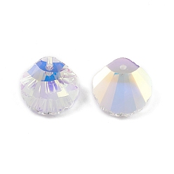 Clear Electroplate Glass Pendants, Back Plated, Faceted, Shell Charms, Clear, 16x16x7~7.5mm, Hole: 1.4~1.5mm