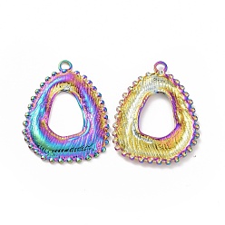 Rainbow Color Ion Plating(IP) 304 Stainless Steel Pendants, Triangle Charm, Rainbow Color, 30x23x2mm, Hole: 2mm