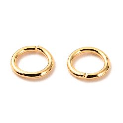 Chapado en Oro Real 18K Latón anillos del salto abierto, larga duración plateado, anillo redondo, real 18 k chapado en oro, 21 calibre, 5x0.7 mm, diámetro interior: 3.6 mm