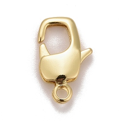 Real 18K Gold Plated Brass Lobster Claw Clasps, Parrot Trigger Clasps, Cadmium Free & Nickel Free & Lead Free, Long-Lasting Plated, Real 18K Gold Plated, 16x10x3mm, Hole: 2mm