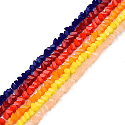 Mixed Color Opaque Solid Color Glass Beads Strands, Faceted Triangle, Mixed Color, 3x2x2mm, Hole: 0.8mm, about 150~152pcs/strand, 10.43 inch~11.42 inch(26.5~29cm)