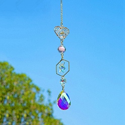 Cœur Décorations de pendentif en cristal, avec les accessoires en métal, Pour la maison, décoration de jardin, cœur, 390x30mm
