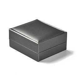 Gris Cajas de almacenamiento de collares con colgantes de tela, cajas de embalaje de joyería con esponja en el interior, Rectángulo, gris, 8.5x7.4x4 cm