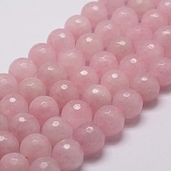 Розовый Кварц Природного розового кварца нитей бисера, граненые, круглые, 6 мм, отверстие : 1 мм, около 61 шт / нитка, 14.9 дюйм ~ 15.1 дюйм