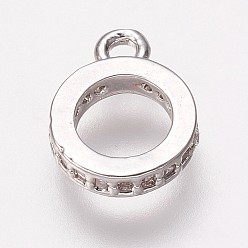 Platine Bails de tube de zircone cubique en laiton, cautions en boucle, Perles renflouer , anneau, clair, platine, 10x7.5x1.5mm, Trou: 1mm
