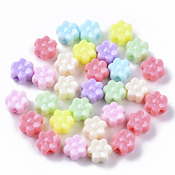 Mixed Color Opaque Polystyrene(PS) Plastic Beads, Flower, Mixed Color, 11.5x7mm, Hole: 3.5mm, about 1000pcs/500g