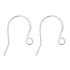 Silver 925 Sterling Silver Earring Hooks, Silver, 19x13.5x0.8mm, Hole: 2mm, 20 Gauge, Pin: 0.8mm