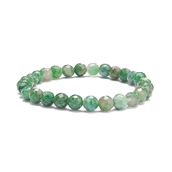 Émeraude Bracelet extensible à perles rondes en quartz émeraude naturel, bijoux en pierres précieuses pour femmes, diamètre intérieur: 2-1/4 pouce (5.6 cm), perles: 6~6.5 mm