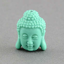 Aquamarine Synthetic Coral Beads, Dyed, Buddha Head, Aquamarine, 15.5x11x6mm, Hole: 1.5mm