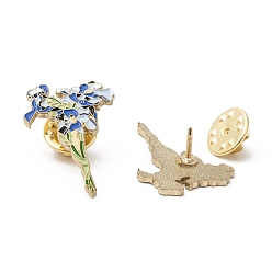 Medium Orchid Creative Zinc Alloy Brooches, Enamel Lapel Pin, with Iron Butterfly Clutches or Rubber Clutches, Flower, Golden, Medium Orchid, 30x20mm, Pin: 1mm