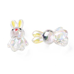 Clear Transparent Acrylic Beads, with Enamel, AB Color Plated, Rabbit, Clear, 25x14.5x11mm, Hole: 2.5mm