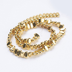 Golden Plated Electroplate Non-magnetic Synthetic Hematite Beads Strands, Rectangle, Golden Plated, 8x4x2mm, Hole: 1mm, about 98~102pcs/strand, 15.5 inch(39.5cm)