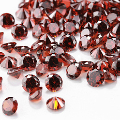 Dark Red Diamond Shaped Cubic Zirconia Pointed Back Cabochons, Faceted, Dark Red, 6mm