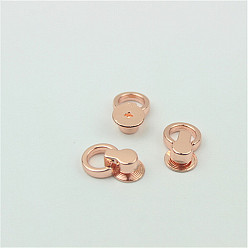 Or Rose Boucles de clip latérales en alliage de zinc fermoir de connecteur de rivet d'ongle, avec joint torique, pour accroche sac, or rose, 19x12x5.5mm